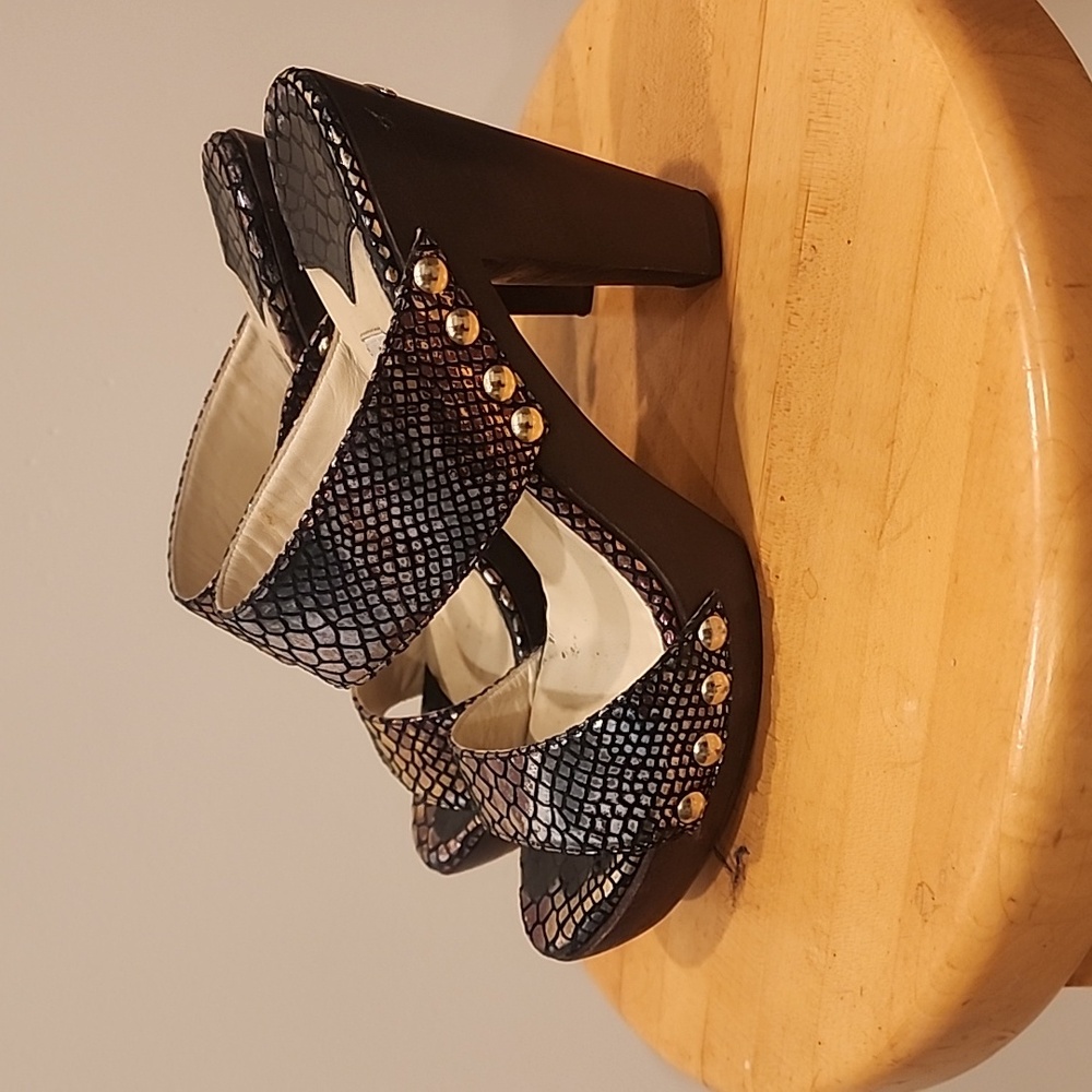 Authentic Jimmy Choo Irridescent Mule Chunky Heels with Chunky Platform - Picture 4 of 9